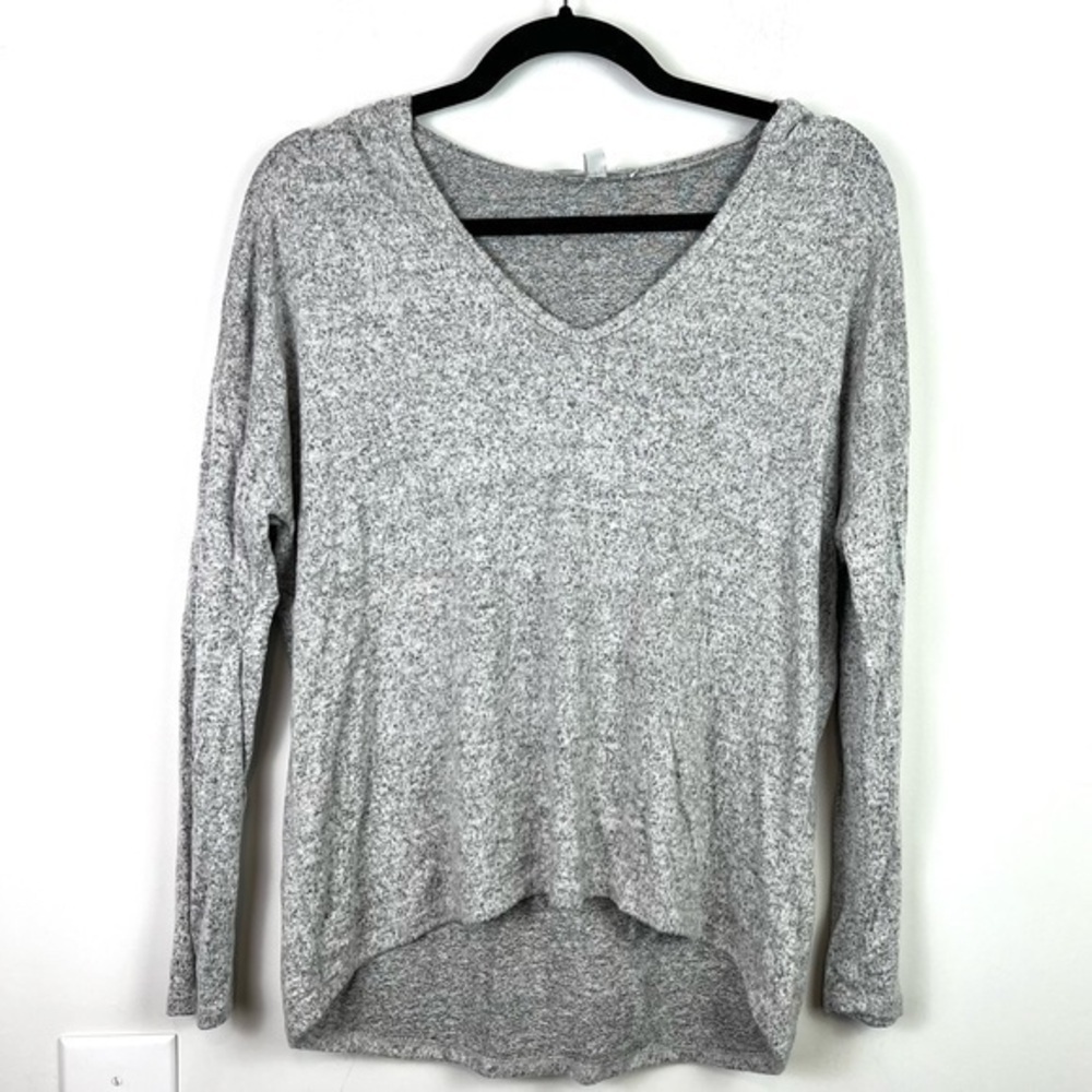 Gaze sweater womens size XS cozy stretchy grey V-neck oversized